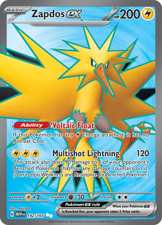 Zapdos Ex #192 Pokemon Scarlet & Violet 151